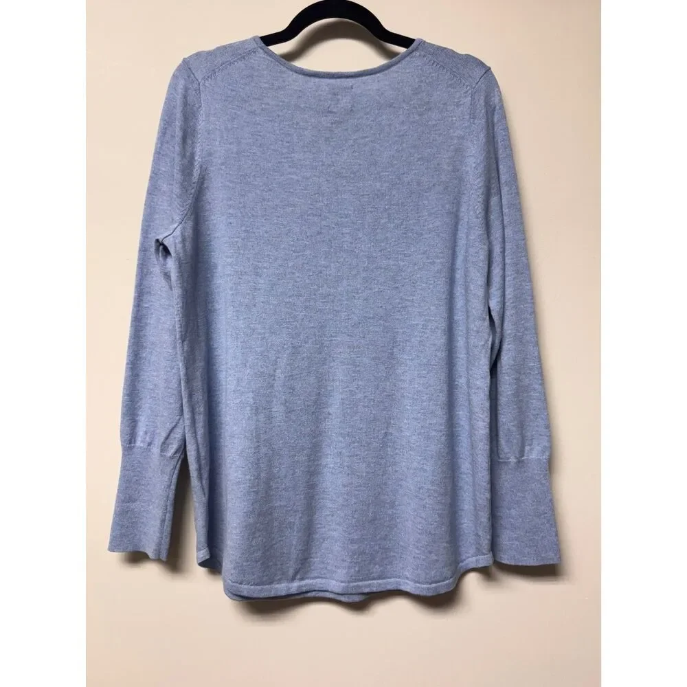 NIC + ZOE Vital V-Neck Sweater, Light Blue, Sz L
